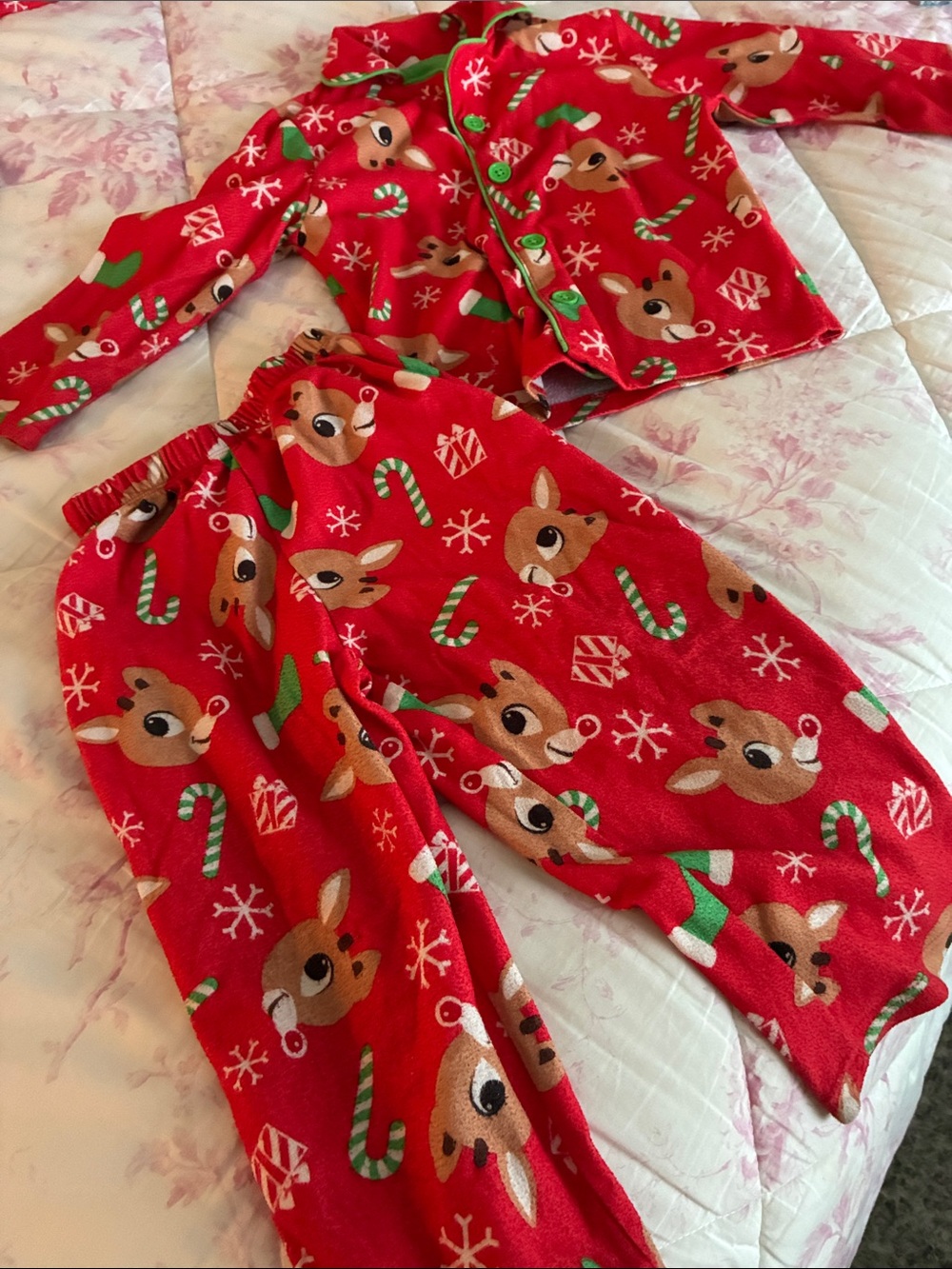 Toddker's Red Reindeer Holiday Flannel Pajama Set
